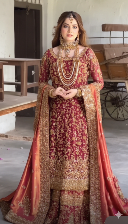 Neelum Muneer - Luxury Anari Red Bridal Gown