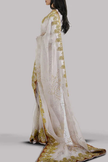Sonya Hussain Silver Gray Embellished Saree
